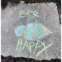 "Bee Happy": Sidewalk chalk art